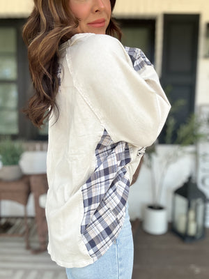 Molly Distressed Plaid Star Top