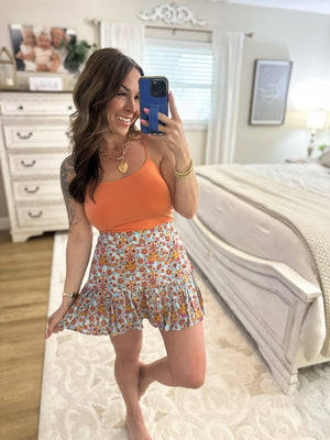 On My Terms Elastic Strap Tank - Orangesicle