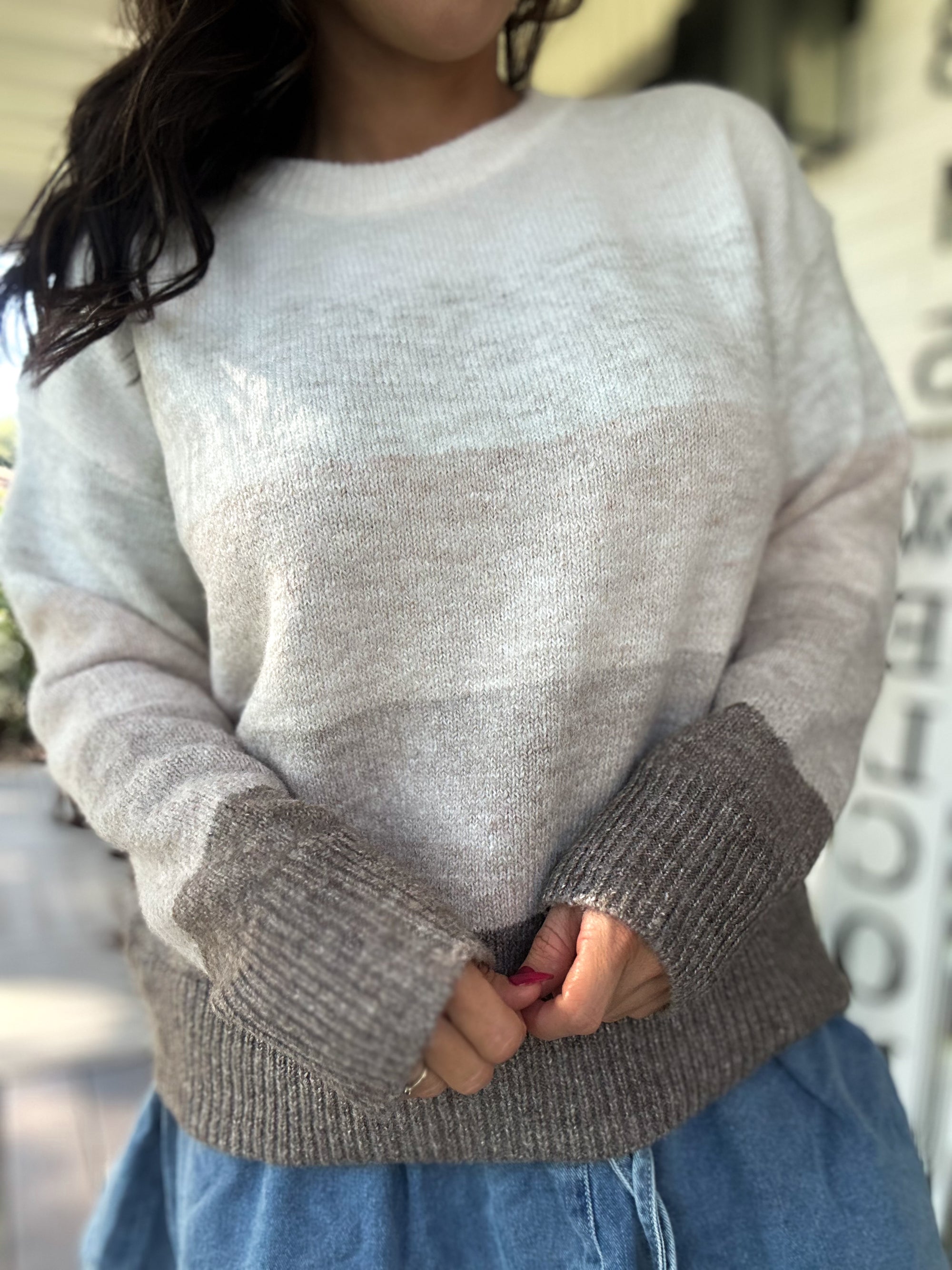 Kennedy Jane Striped Mocha Sweater