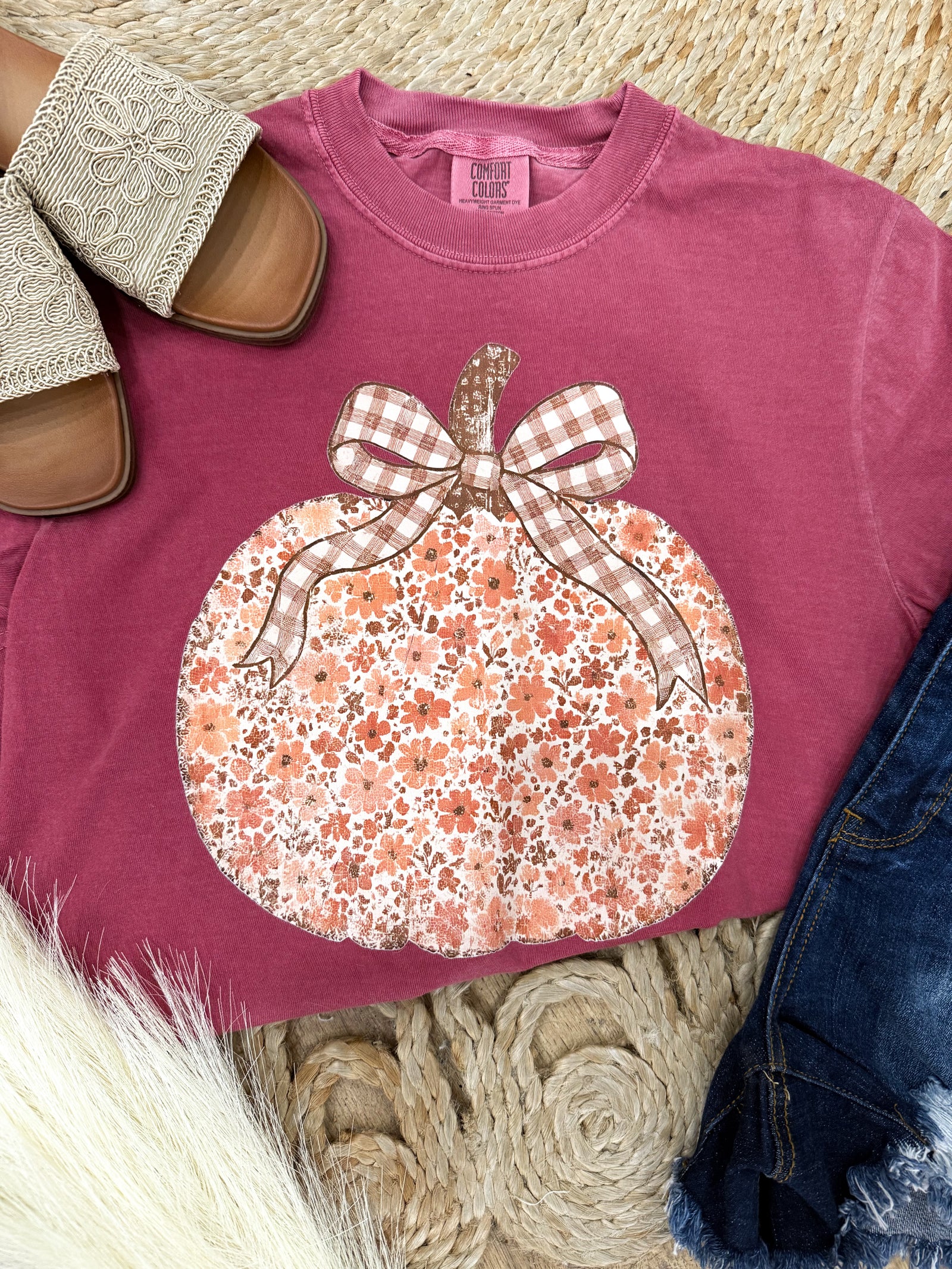 Floral Pumpkin Comfort Colors Tee