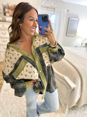 Linsey Vintage Patchwork Plaid Shirt Jacket