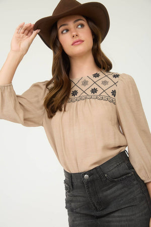 Jessie Floral Embroidered Detail Top