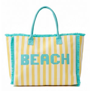 Beach Frayed Summer Tote Bag - Yellow