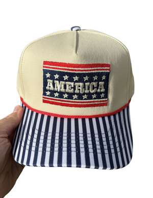 America Striped Trucker Hat