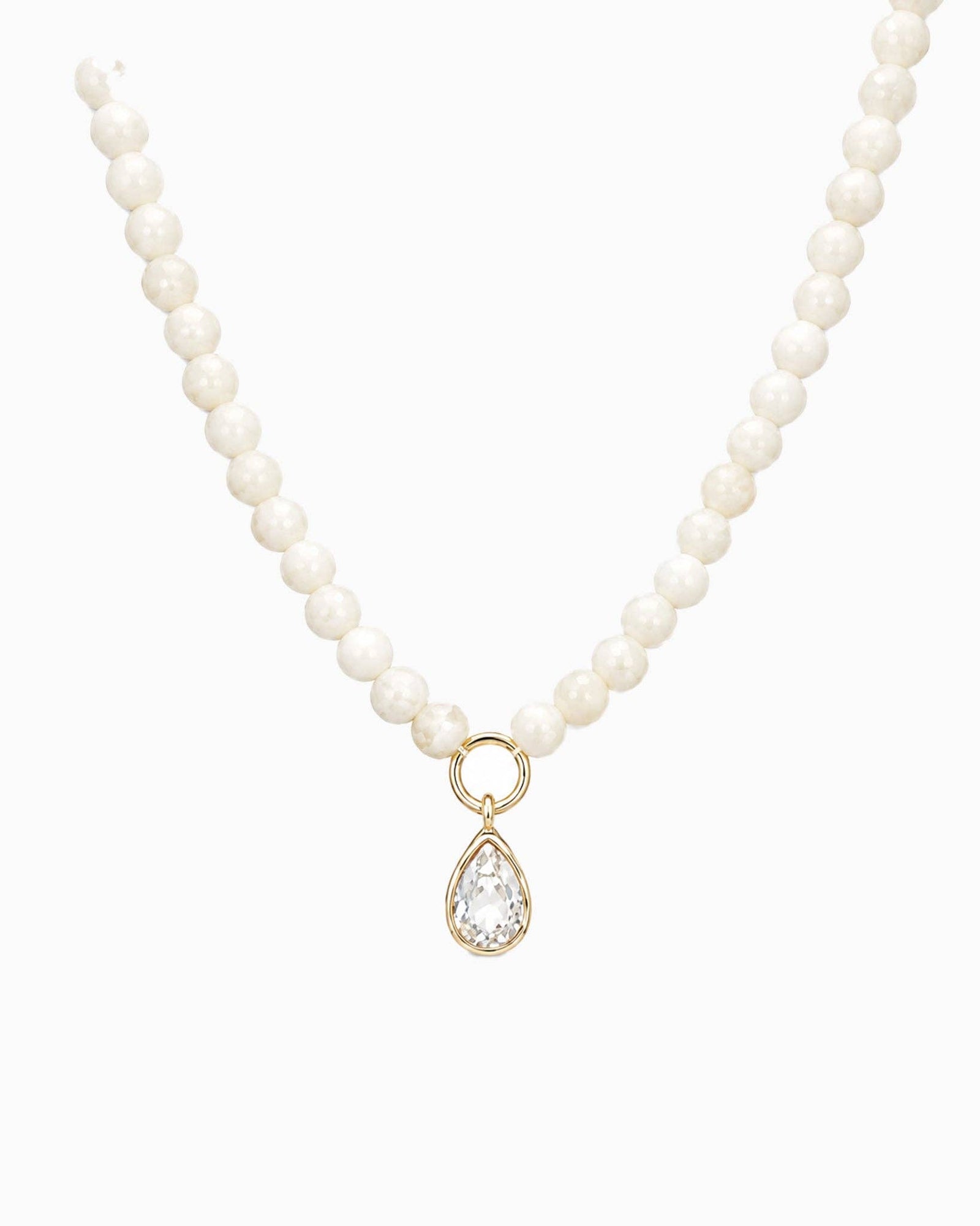 Marble Pastel Bead Teardrop Charm Necklace