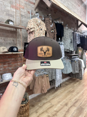 Brown/Khaki Deer Skull Patch Hat