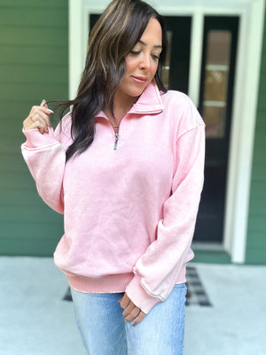 Hollis Acid Wash Fleece Half Zip Pullover