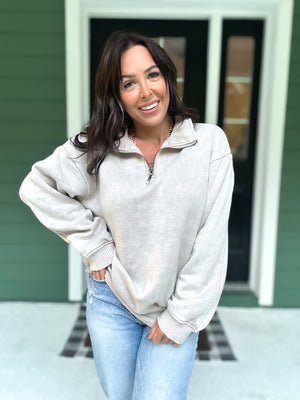 Hollis Acid Wash Fleece Half Zip Pullover