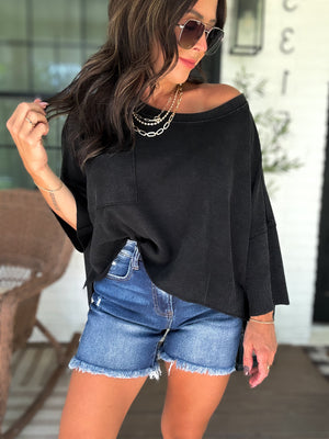 Mandi Mineral Washed Cropped Tee - Black