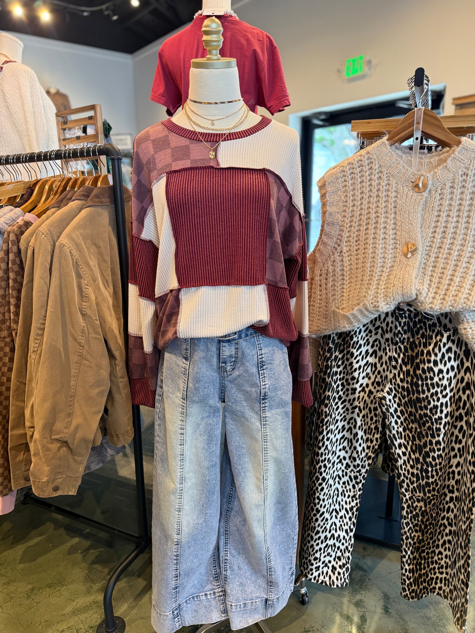 Crystal Checkered Patchwork Top