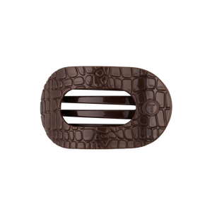 Brown Crocodile Medium Flat Round Hair Clip
