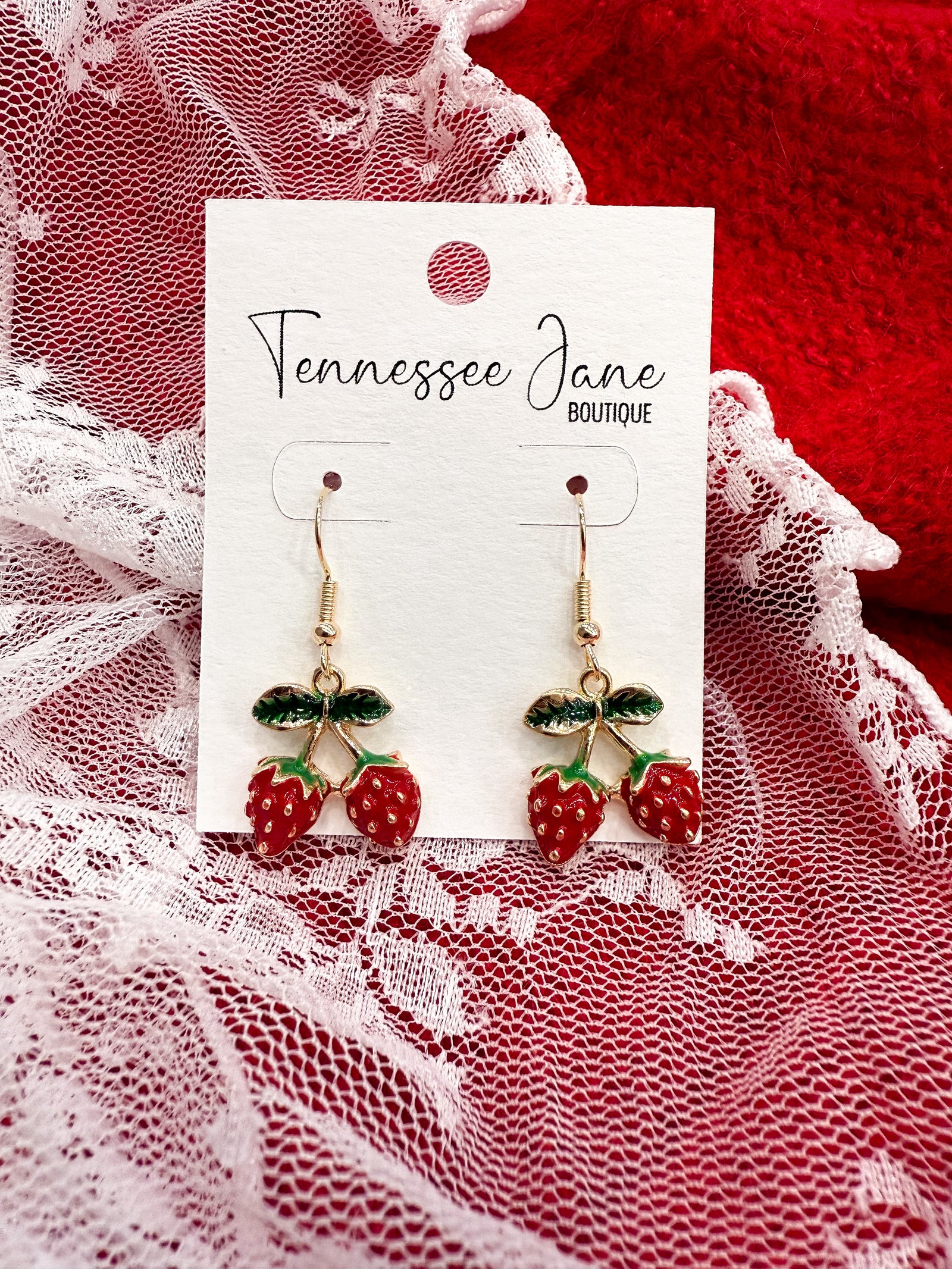 Twice As Nice Strawberry Drop Earrings