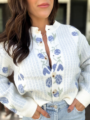 Yvonne Floral Button Down Sweater Cardigan