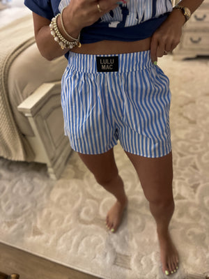 LuluMac Button Striped Boxer Shorts - Blue