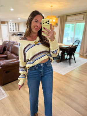 Angie Striped VNeck Sweater