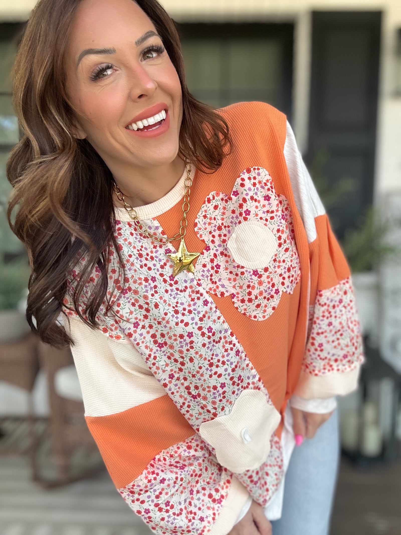 Penelope Round Neck Bubble Sleeve Top