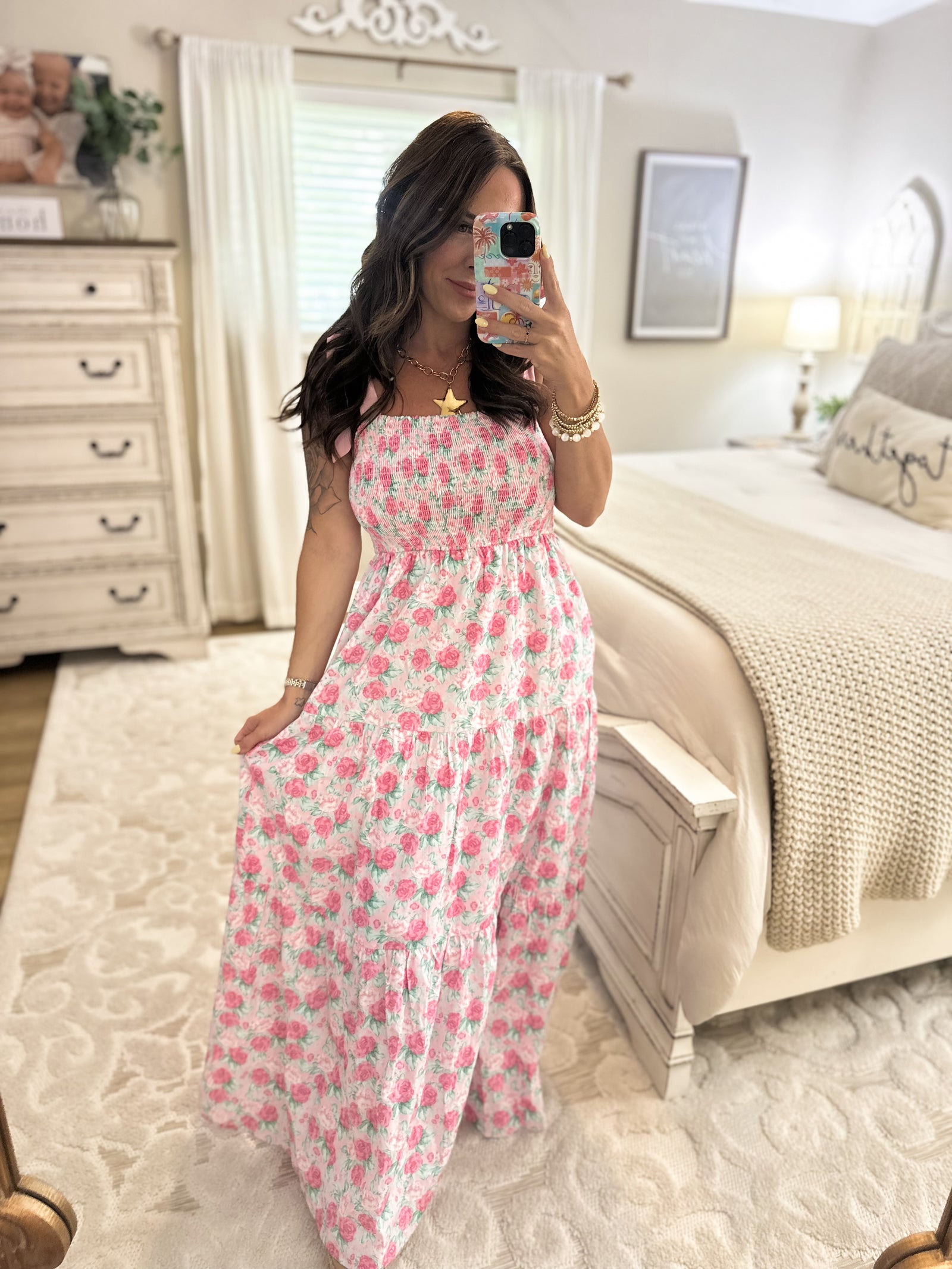 Dancing With The Roses Smocked Dress