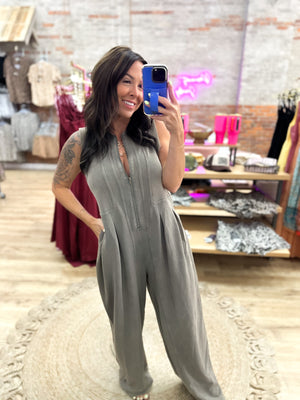Veronica Mineral Washed Jumpsuit - Ash