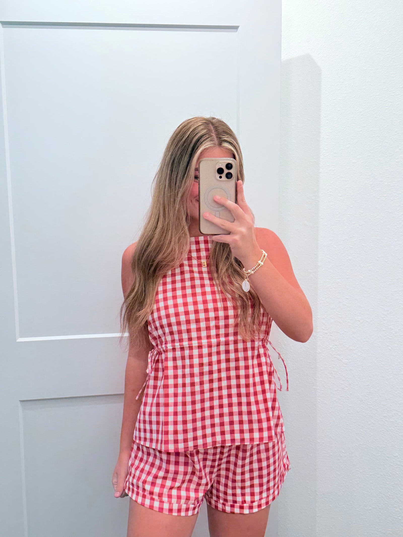 Morgan Gingham Tank Top - Red