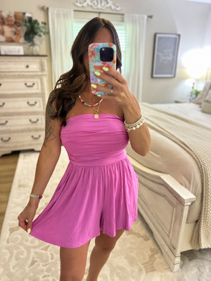 No Worries Strapless Romper - Purple