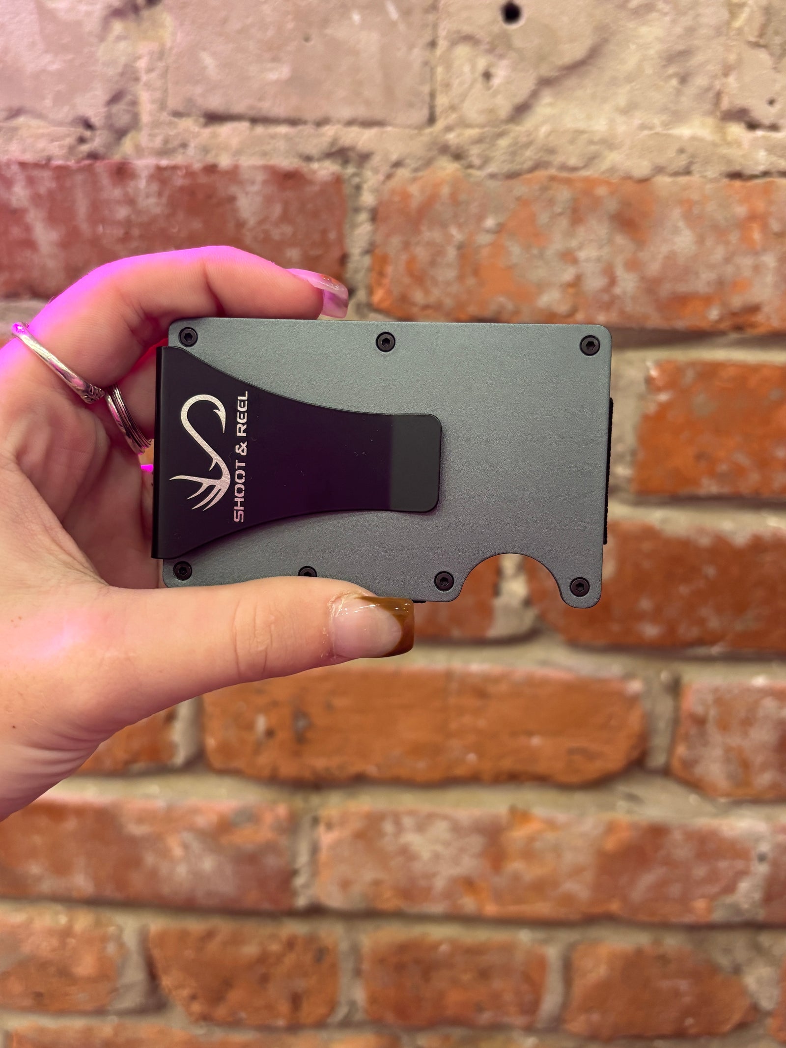 Shoot & Reel Credit Card Wallet- Gray Airboat