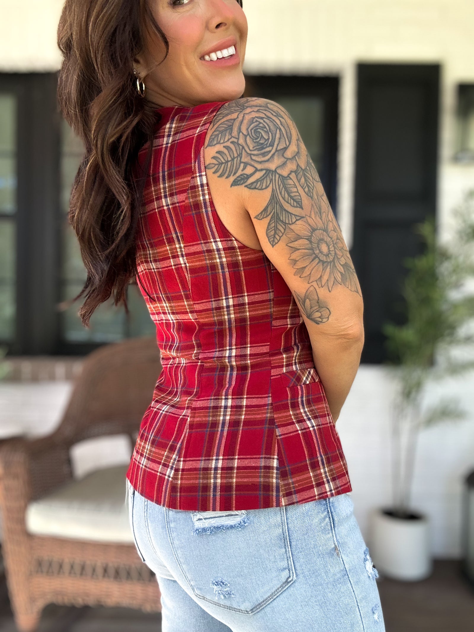 Samantha Christmas Holiday Plaid Vest