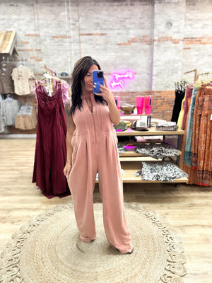 Veronica Mineral Washed Jumpsuit - Rust