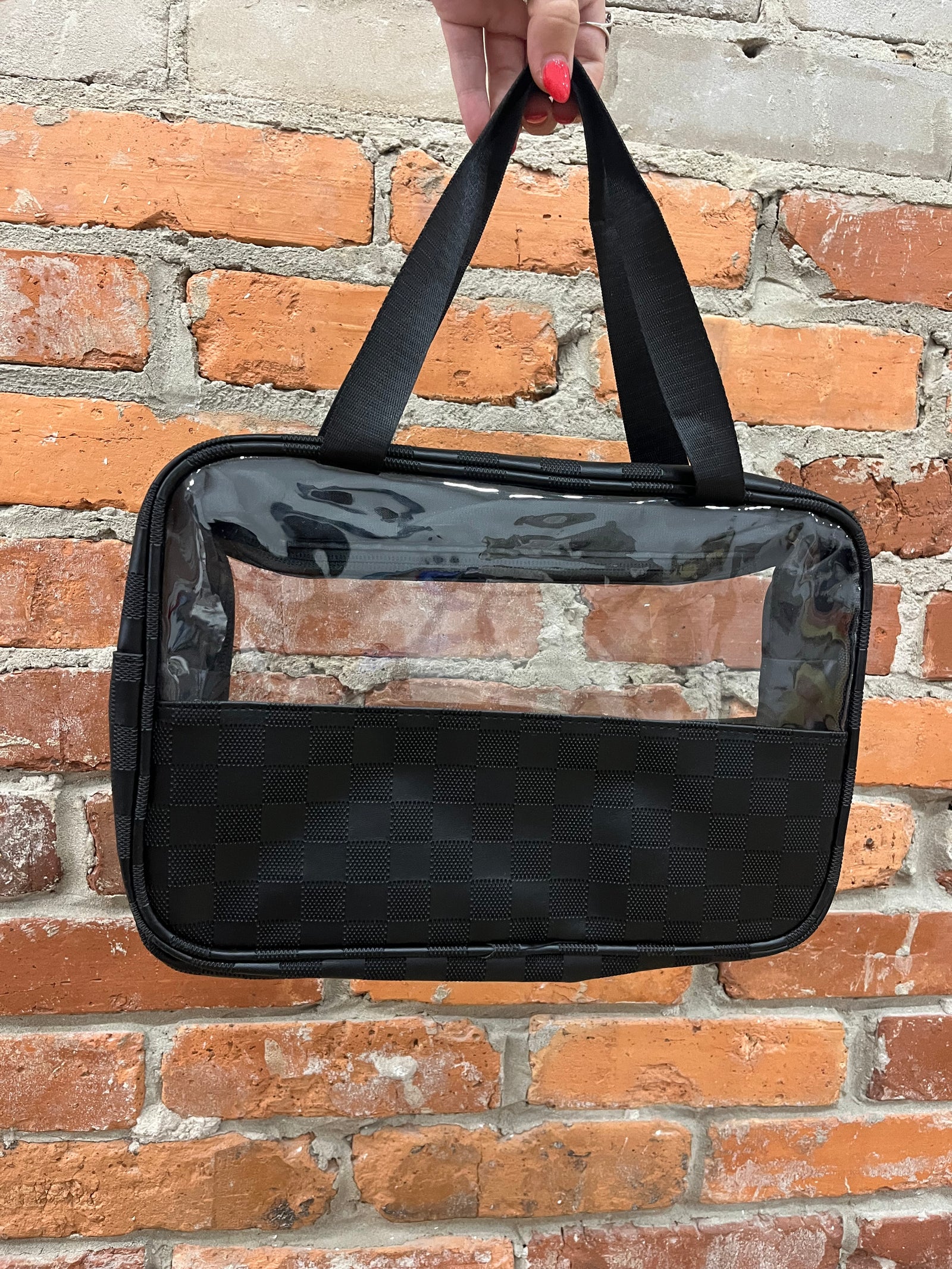 Packing Up Checkered Pattern Clear Travel Bag