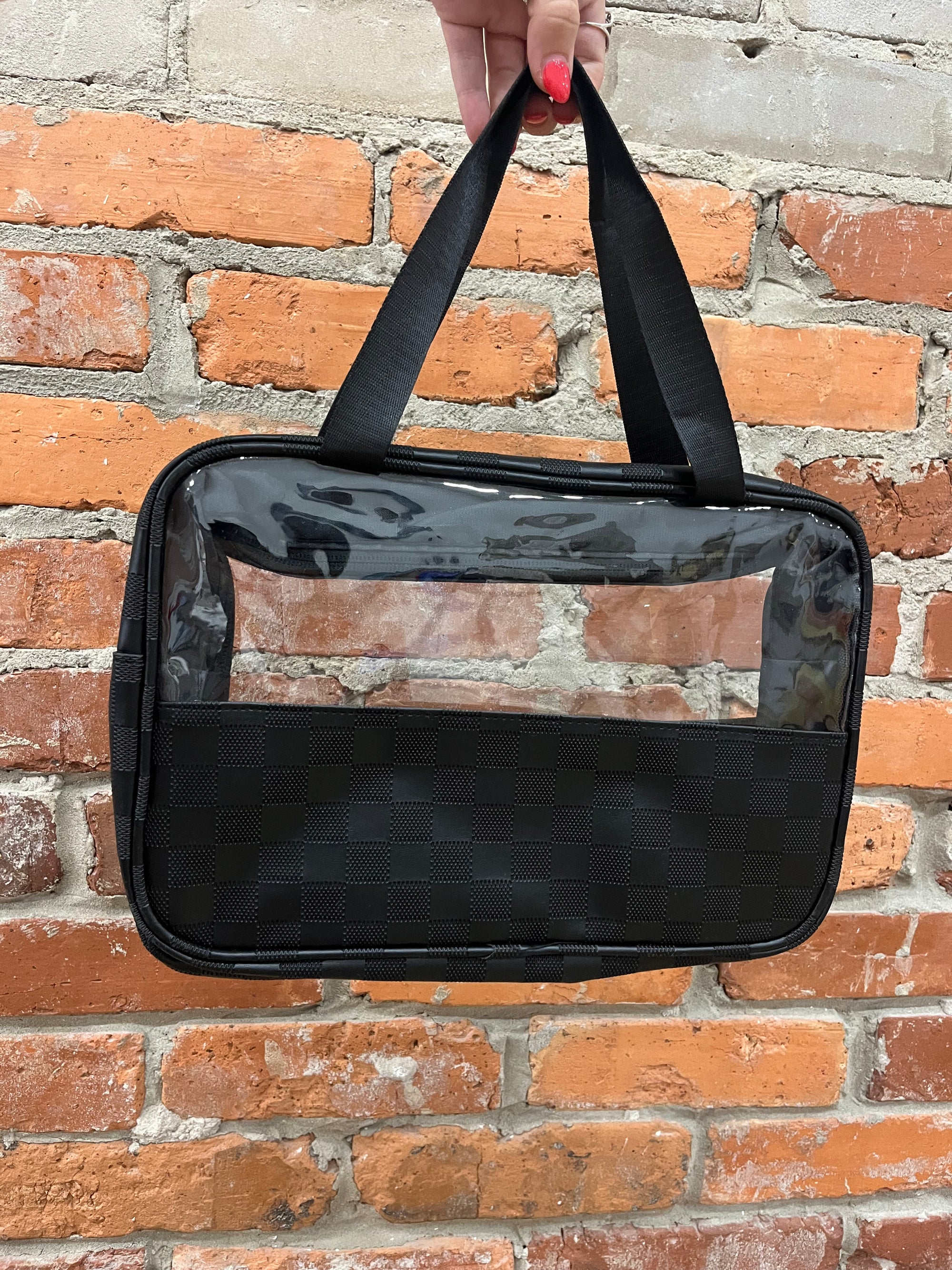 Packing Up Checkered Pattern Clear Travel Bag