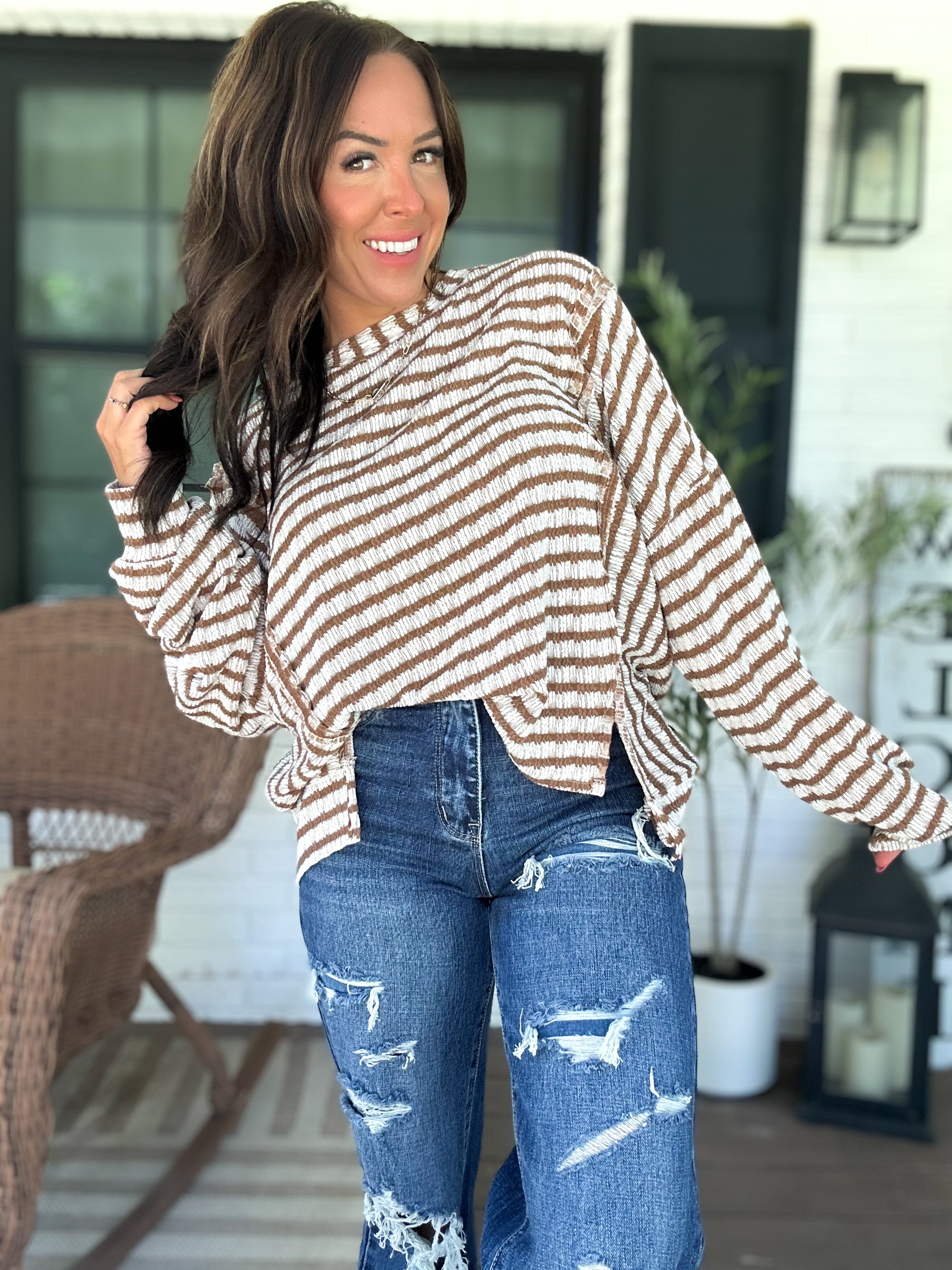 Sadie Textured Striped Knit Top