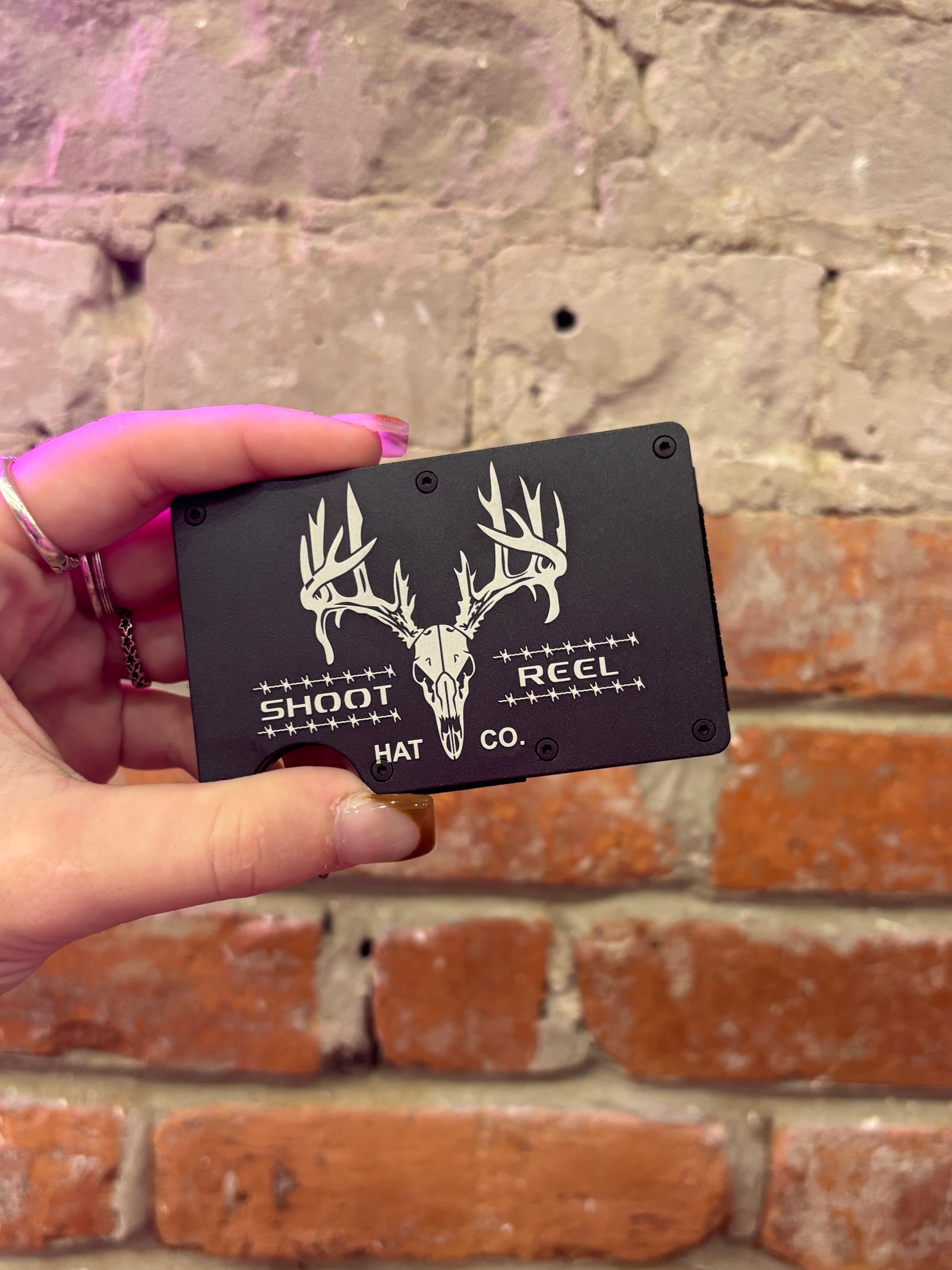 Shoot & Reel Credit Card Wallet- Black Deer Skull