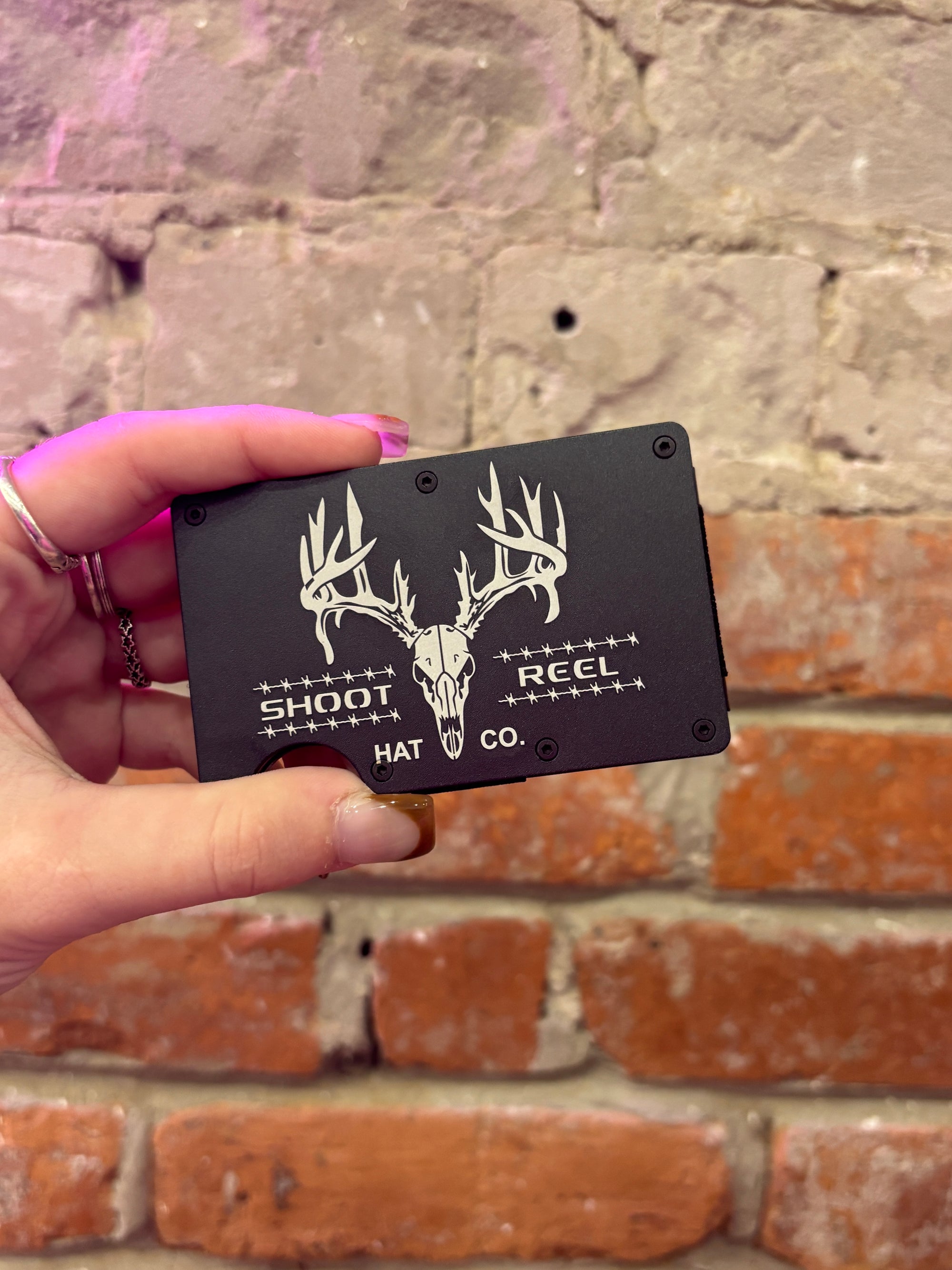 Shoot & Reel Credit Card Wallet- Black Deer Skull