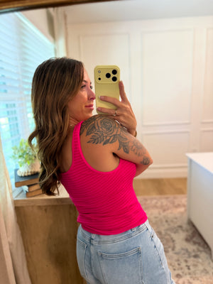 Tonya Striped Tank Top - Fuchsia