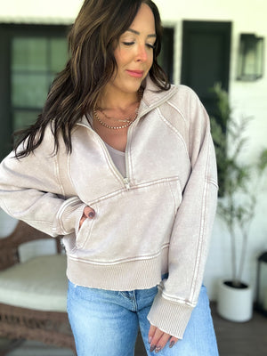 Remi Acid Washed Half Zip Fleece - TEN COLORS