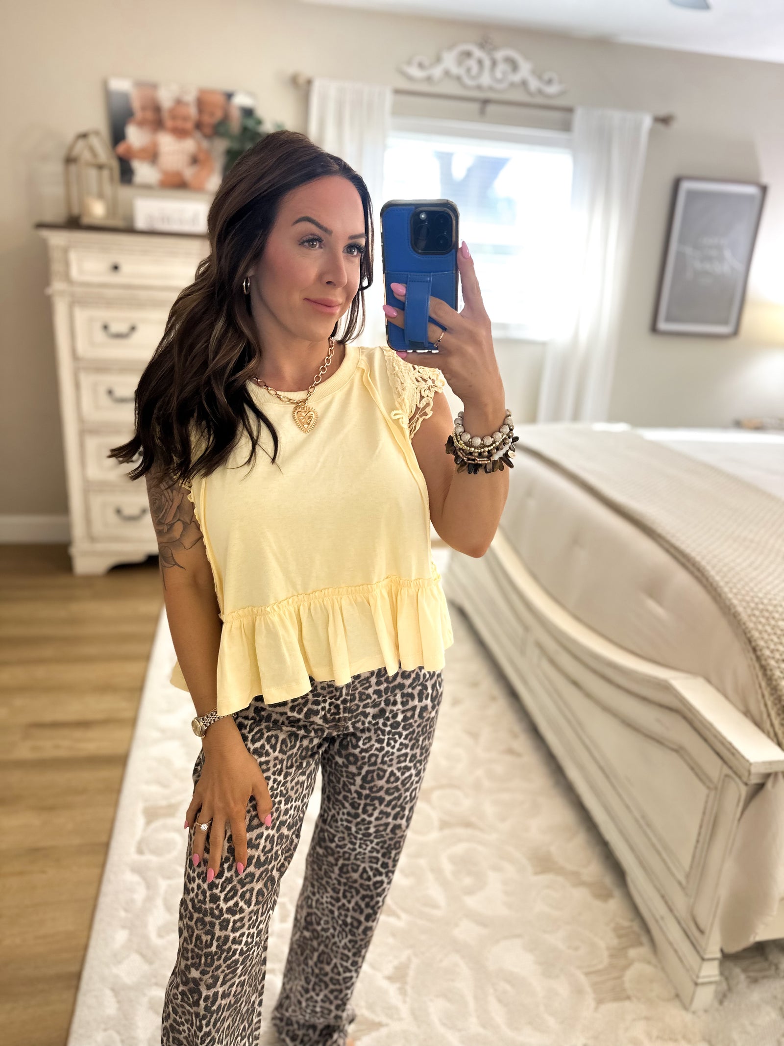 Mable Lace Trim Top - Butter Yellow