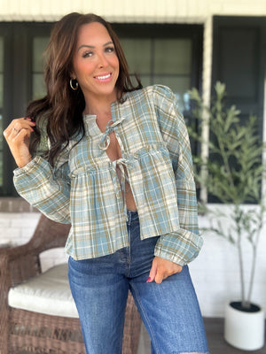 Phoebe Checkered Blouse - Denim