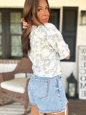 Local Girl Boxy Crop Tee - Saltwater Camo