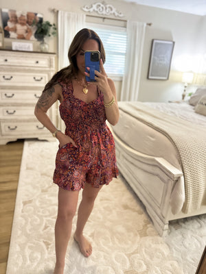 Lane Floral Smocked Bodice Romper