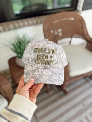 Should've Been a Cowboy - Washed Camo Trucker Hat