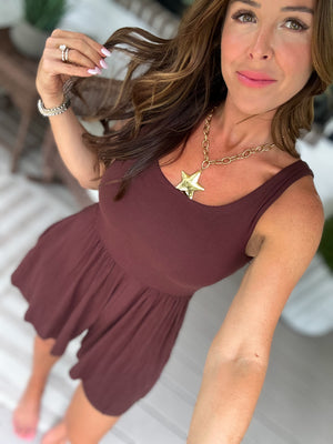 Just My Type Double Layer Romper - Chocolate