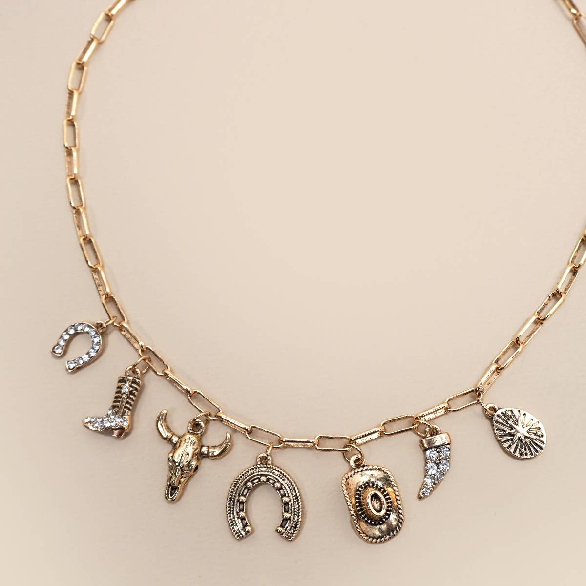 Western Baby Worn Gold Charm Necklace