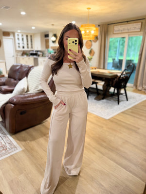 Skye Side Panel Knit Lounge Pants - Taupe