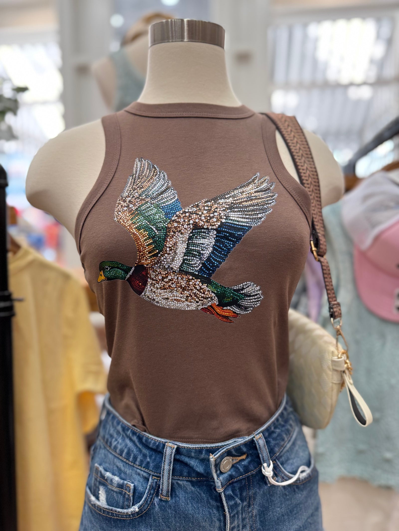 Faux Rhinestone Mallard Tank