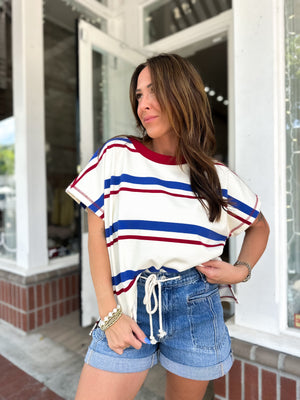 Georgia Multi Striped French Terry Pullover