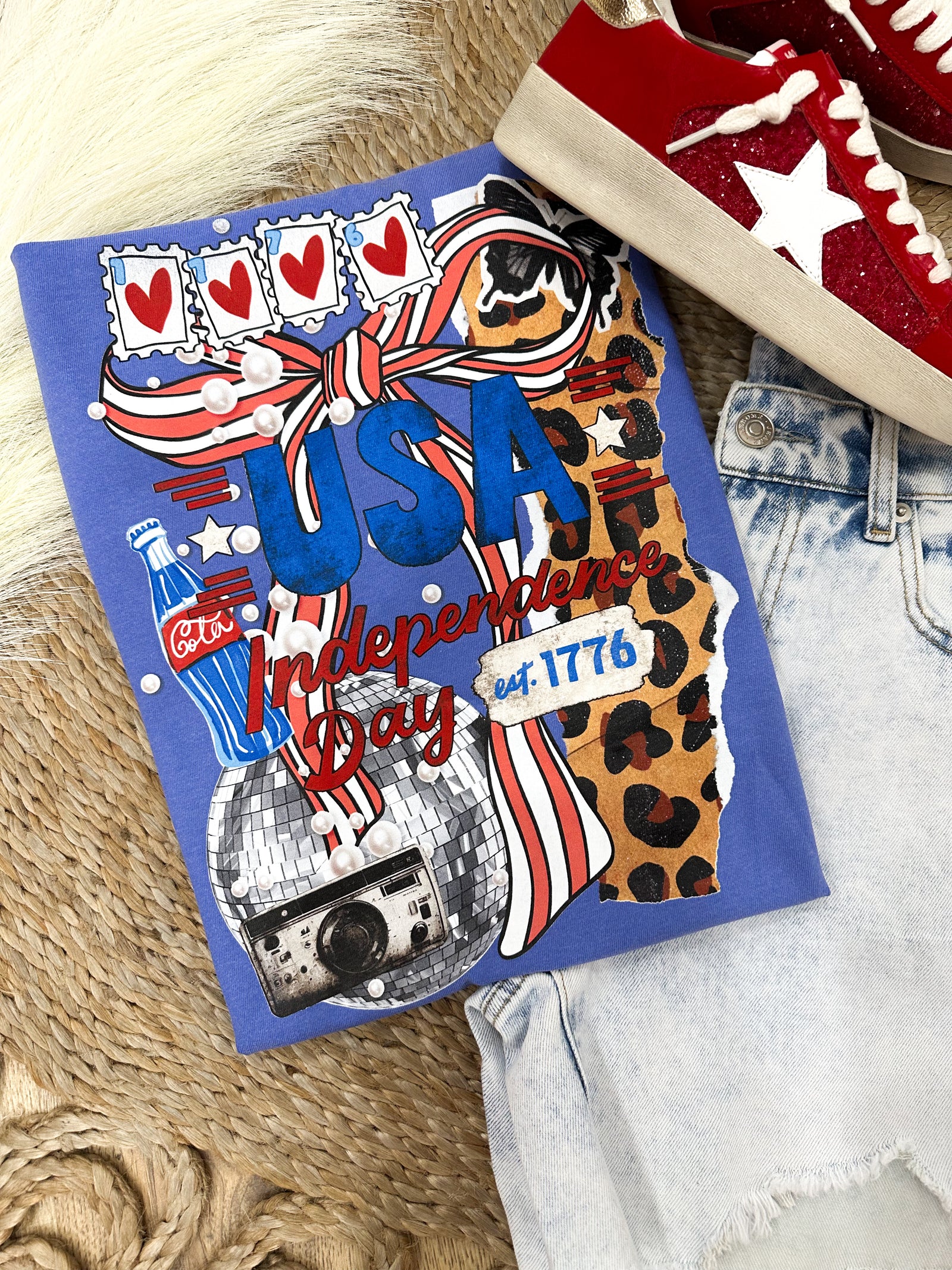 Independence Day Collage Comfort Colors Tee - Blue