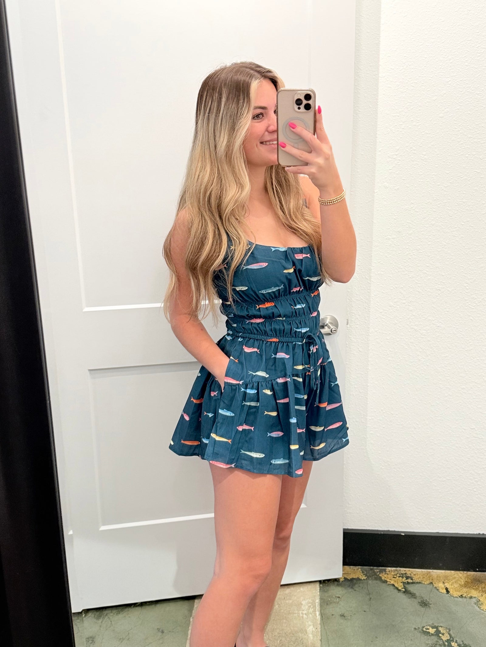 Tate Fish Print Sleeveless Romper