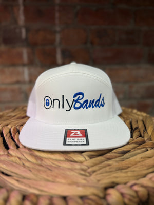 White Only Bands 7 Panel Hat