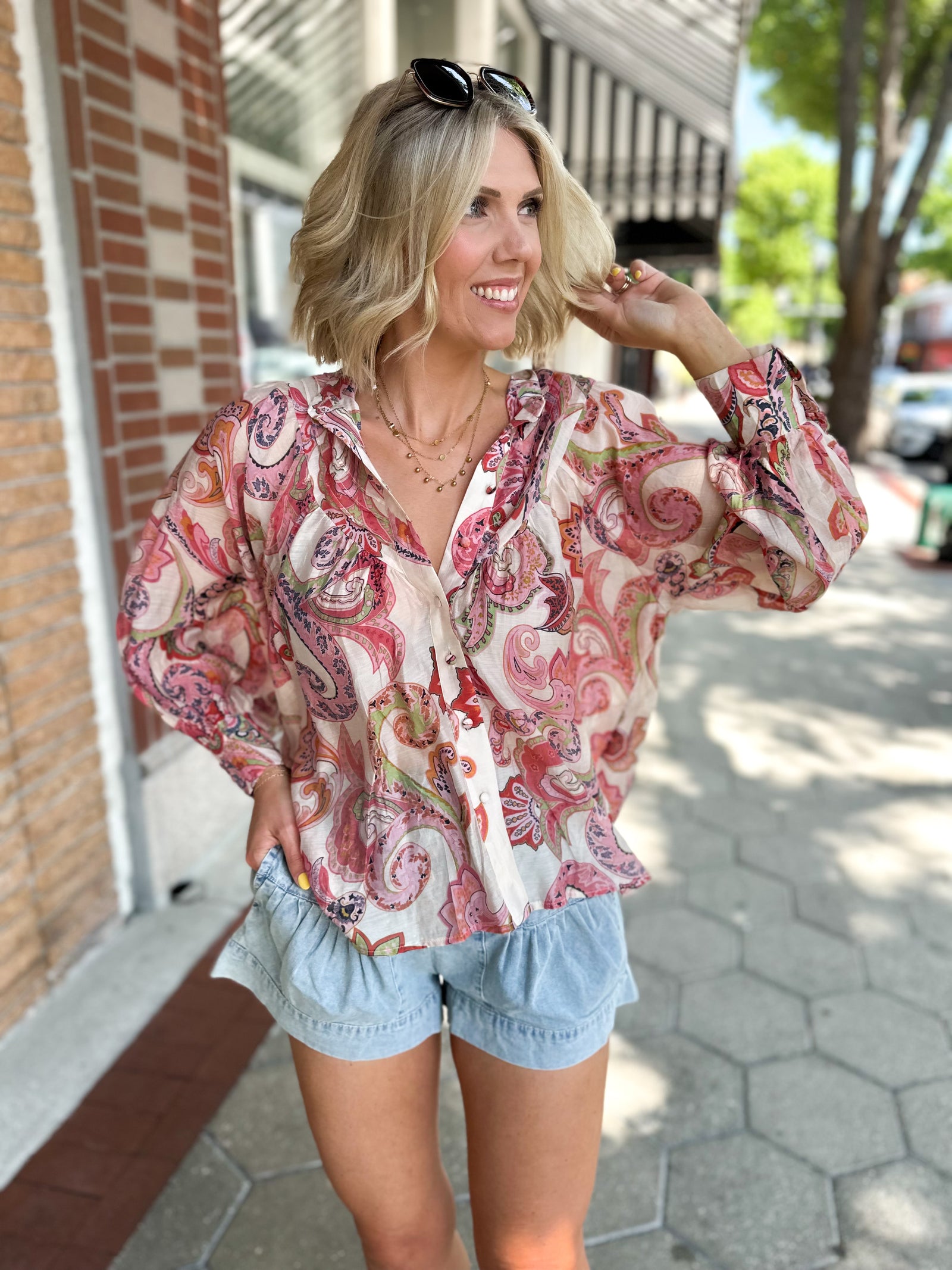 Get Over Yourself Paisley Printed Top - Coral