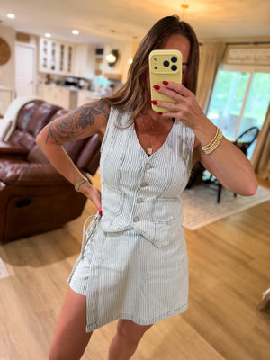 Kennedy Acid Washed Stripe Mini Skort