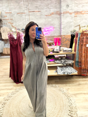 Veronica Mineral Washed Jumpsuit - Ash